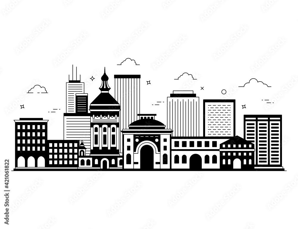 
Solid editable and trendy illustration of mannheim, famous city of germany 

