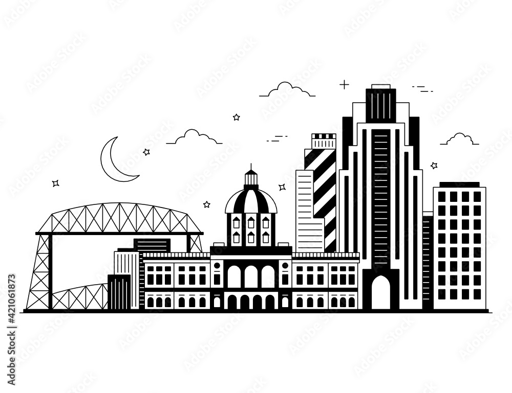 Obraz premium Minnesota in glyph style illustration, us state