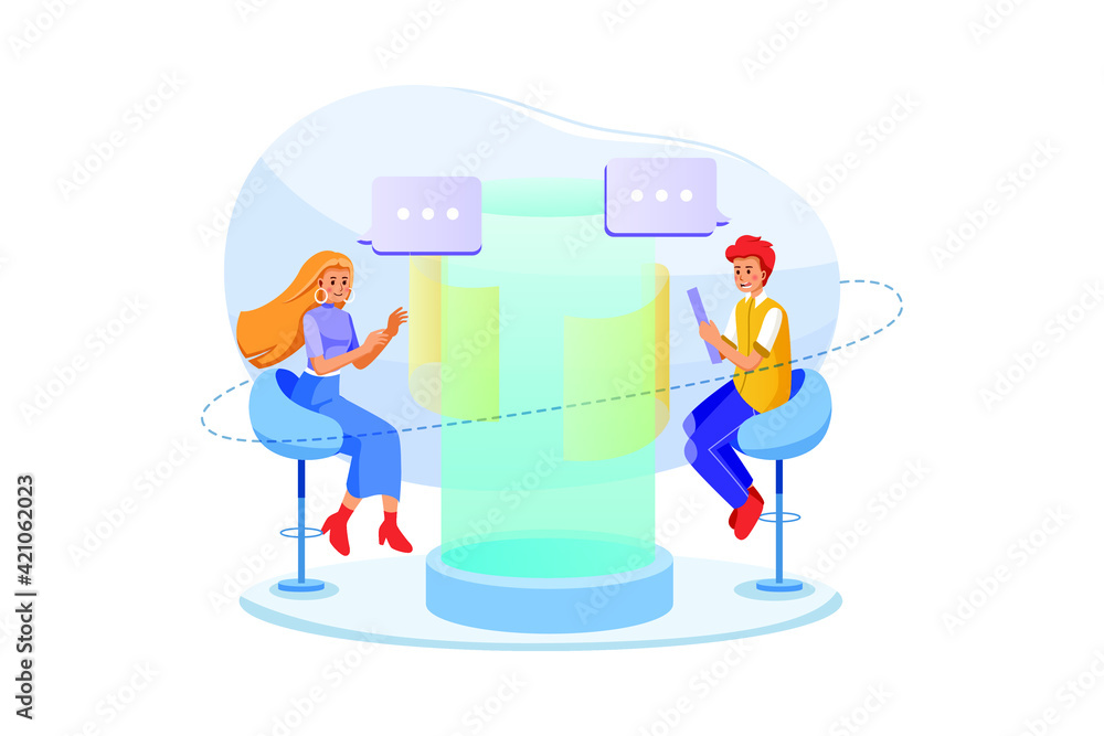 Teamwork of business analysts on holographic charts and diagrams of sales management statistics and operational reports