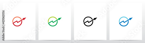 Line Chart On Outline Letter Logo Design O