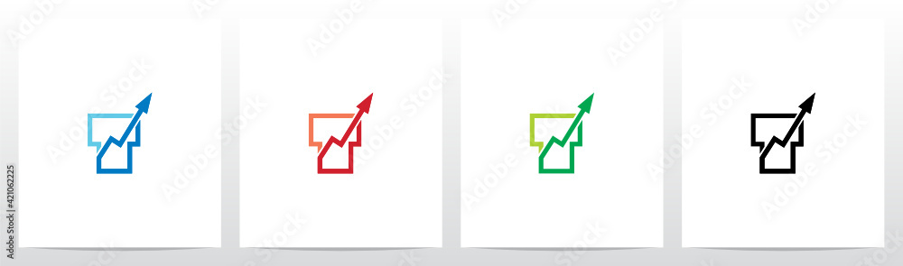 Line Chart On Outline Letter Logo Design T Line Chart On Outline Letter Logo Design T