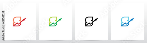 Line Chart On Outline Letter Logo Design S