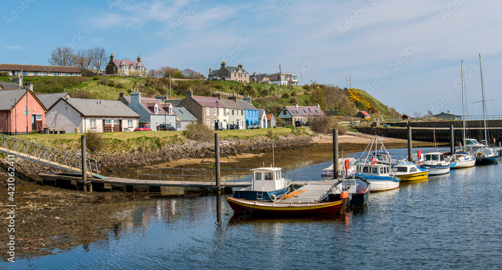 boats in a scottish harbour at Helmsdale, Sutherland