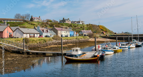boats in a scottish harbour at Helmsdale  Sutherland