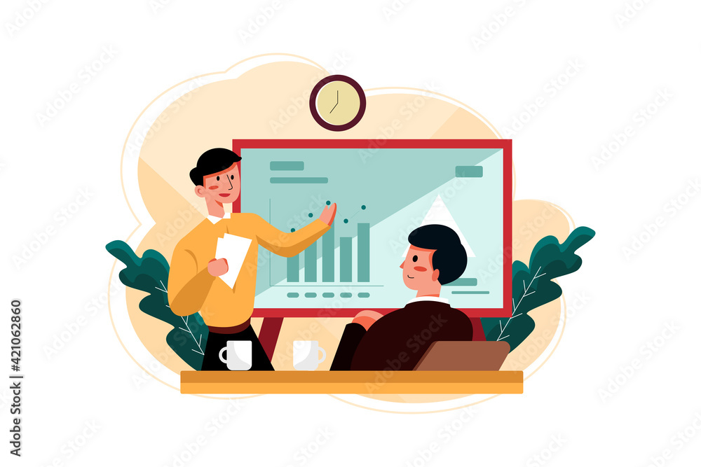 Businessman checking business report Illustration Businessman checking business report Illustration