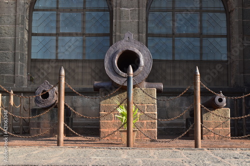 front photo of Gol Gumbaz cannons, Bijapur, Karnataka, India photo