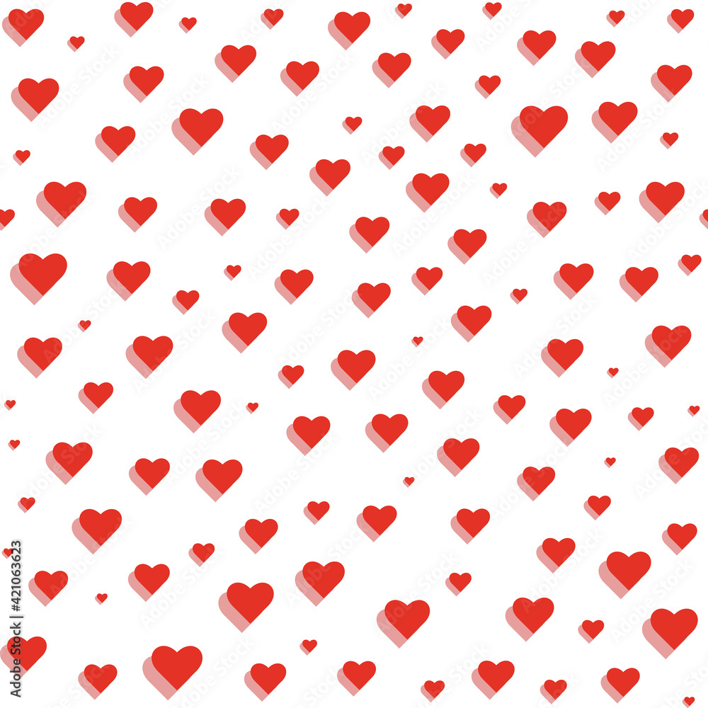 Vector red heart valentine seamless pattern background.Perfect for packaging, wallpaper, scrapbooking projects, greeting card.