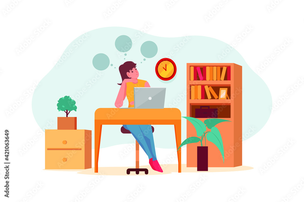Girl thinking about startup idea Girl thinking about startup idea