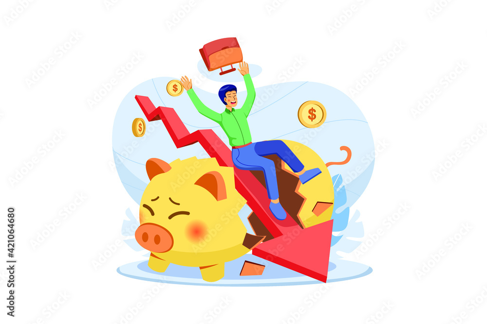 Naklejka premium Businessman getting loss in investment