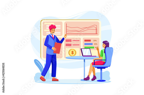 Office employee analyzing financial situation of the company 