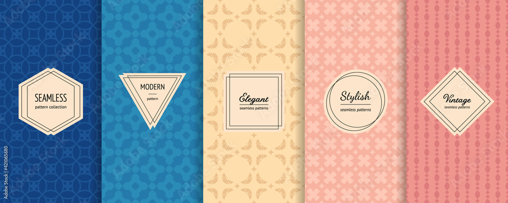Vector seamless patterns set. Collection of colorful background ...