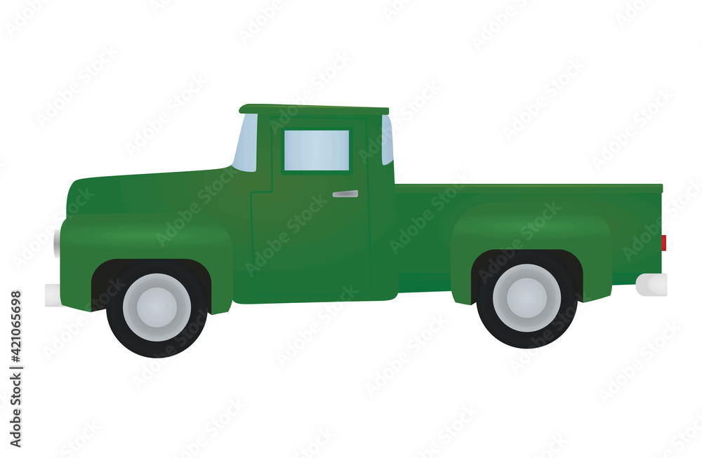 Retro green car. vector illustration