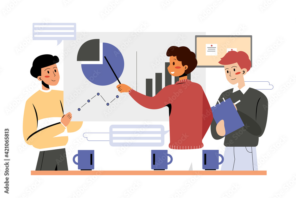 Fototapeta premium Group of analysts working on graphs