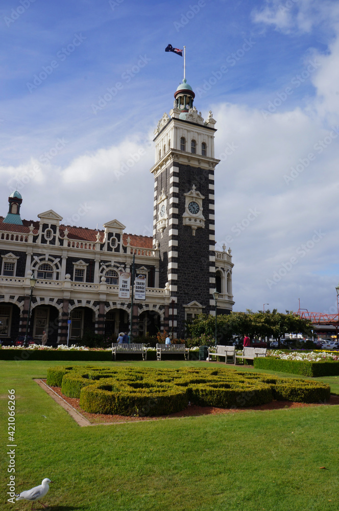 Historical Railway Station in Dunedin at New Zealand