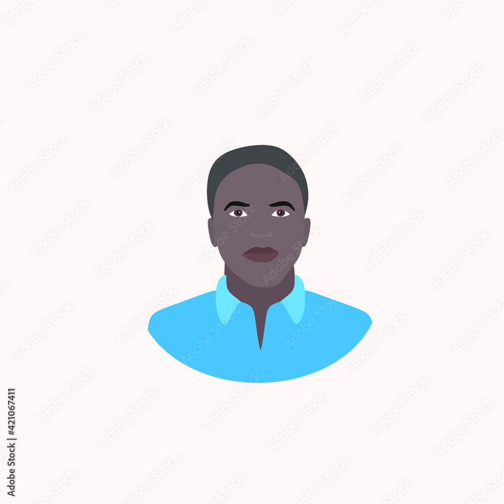 Portrait of an African American black man. Multiethnic and multiracial avatar. Vector flat illustration