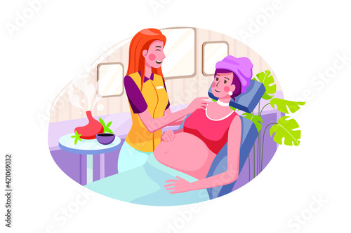 Young beautiful pregnant woman having massage in spa salon © freeslab