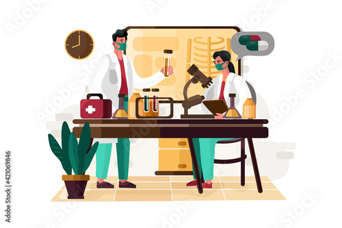 Scientist doing research Illustration