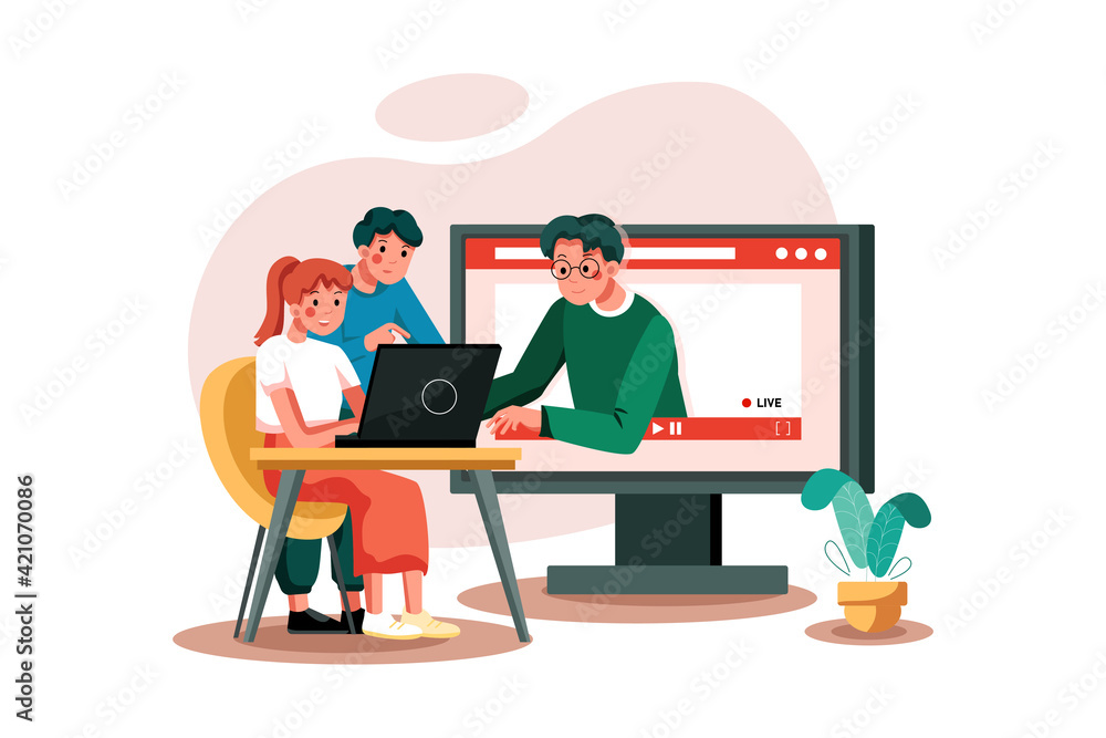 Online course with people helping each other Online course with people helping each other