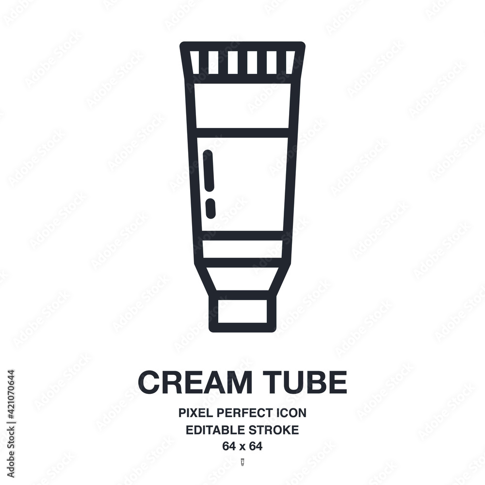 Cream tube editable stroke outline icon isolated on white background vector illustration. Pixel perfect. 64 x 64. Cream tube editable stroke outline icon isolated on white background vector illustration. Pixel perfect. 64 x 64.