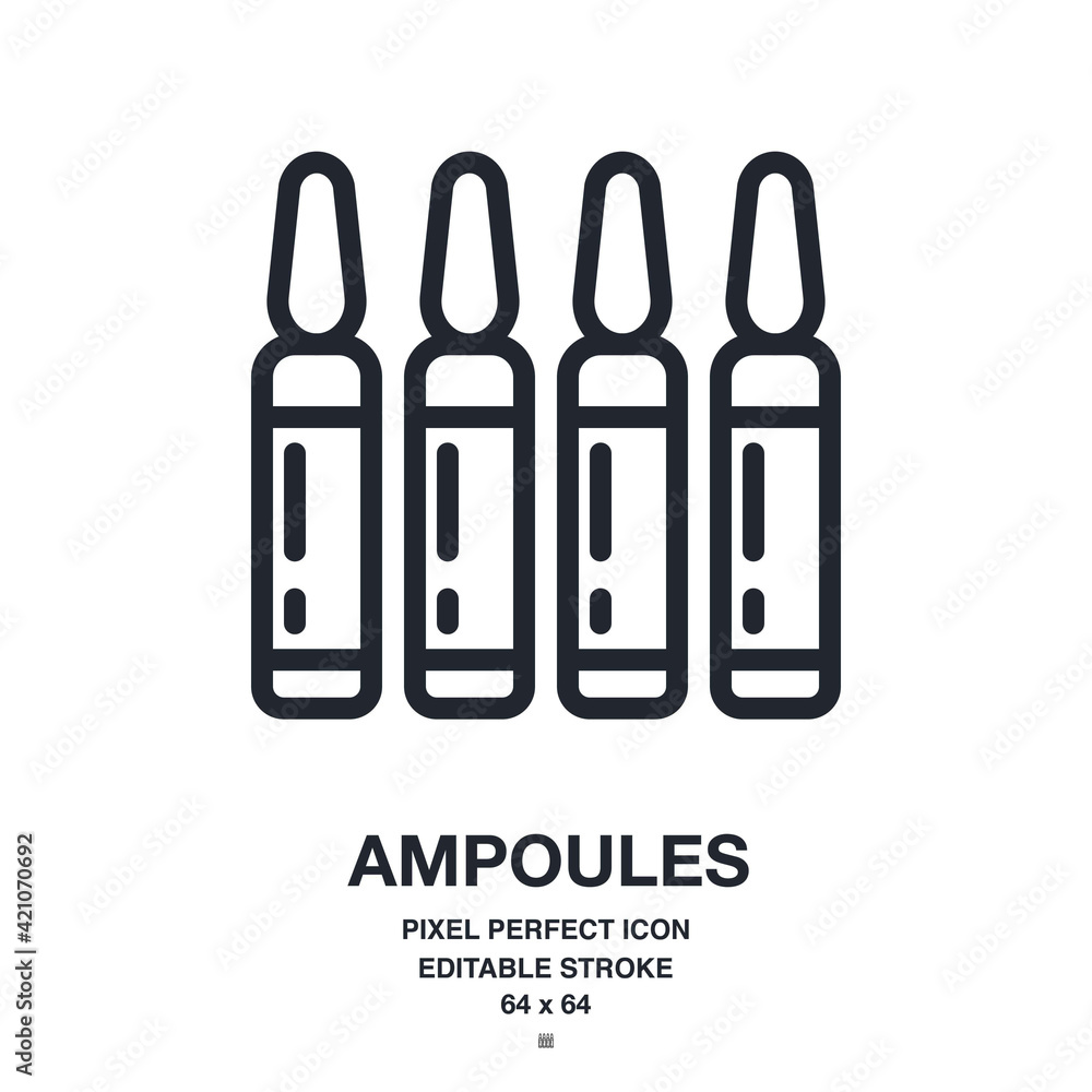 Ampoules editable stroke outline icon isolated on white background vector illustration. Pixel perfect. 64 x 64. Ampoules editable stroke outline icon isolated on white background vector illustration. Pixel perfect. 64 x 64.