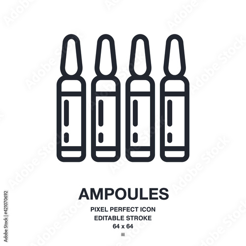Ampoules editable stroke outline icon isolated on white background vector illustration. Pixel perfect. 64 x 64.