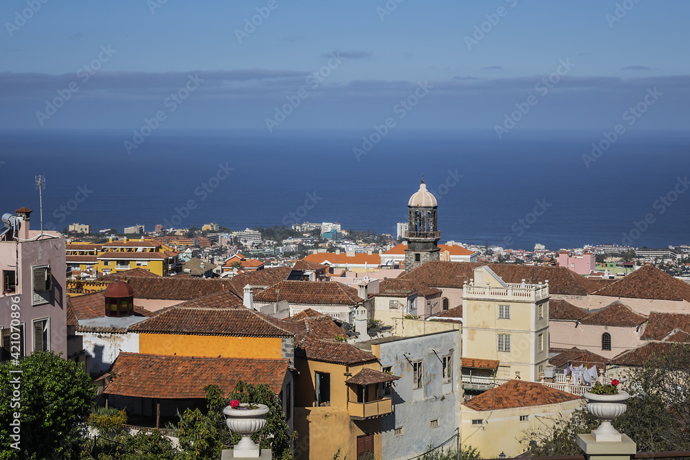 View on La Orotava - is one of the most beautiful areas in northern part of Tenerife; town is made up of wonderfully kept traditional houses. La Orotava, Tenerife, Canary Islands, Spain.
