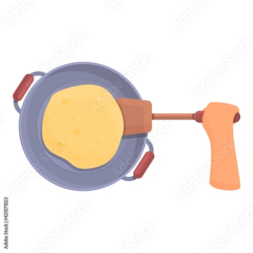 Pan cooking icon. Cartoon of pan cooking vector icon for web design isolated on white background