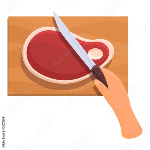 Meat cooking icon. Cartoon of eat cooking vector icon for web design isolated on white background