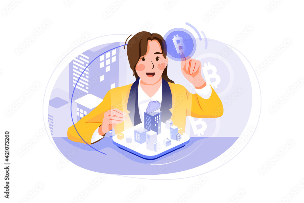 Cryptocurrency marketplace Vector Illustration concept. Flat illustration isolated on white background. 