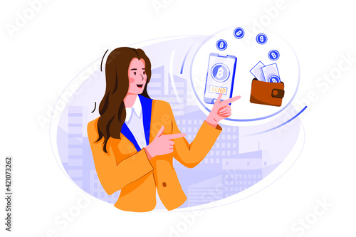 Cryptocurrency mining farm Vector Illustration concept. Flat illustration isolated on white background. 