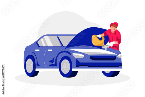Oil Change   Lube Vector Illustration concept. Flat illustration isolated on white background. 