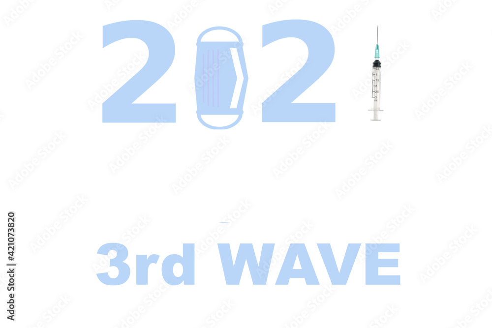 Covid 3rd wave 2021 in blue and white with booster injection Covid 3rd wave 2021 in blue and white with booster injection
