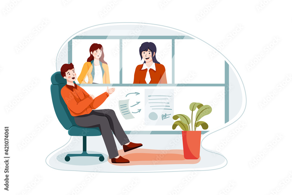 Business Meeting Vector Illustration concept. Flat illustration isolated on white background. 