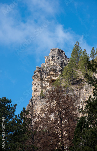 Rock formations in Spearfish caynon in the Black Hills of South Dakota