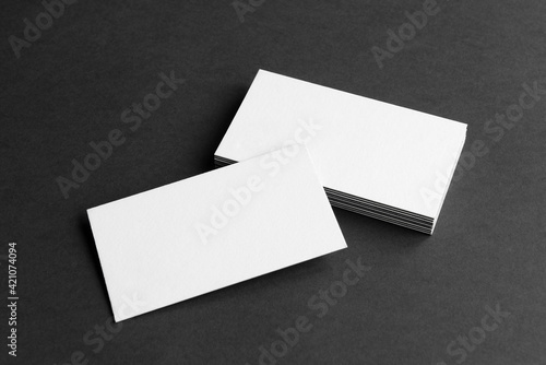 Business card stack mockup. Copy space for text.