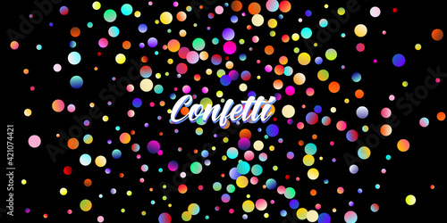 Carnival Confetti Explosion Vector Background. Colorful Circles, Bubbles, Bokeh Decoration.