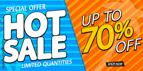 Hot Sale 70% off, poster design template, great Summer offer banner, vector illustration