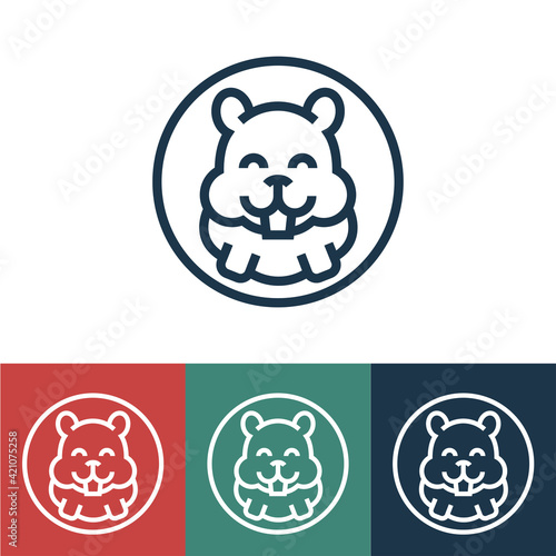 Linear vector icon with hamster in sphere