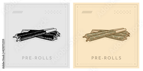 Pre-rolls Cigarette vintage retro illustration for site