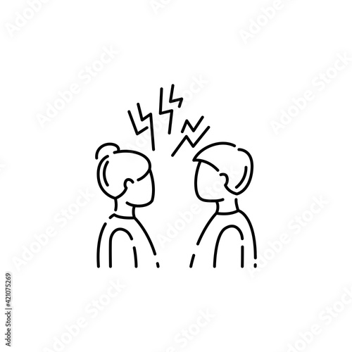 Conflict color line icon. Disagreement, relationship troubles concept.