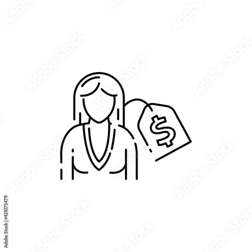 Prostitution color line icon. Sexual services for money. Sex trade, slavery concept.