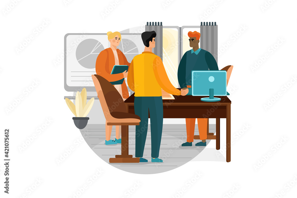 Obraz premium Welcome to team. Two men shaking hands at the business meeting