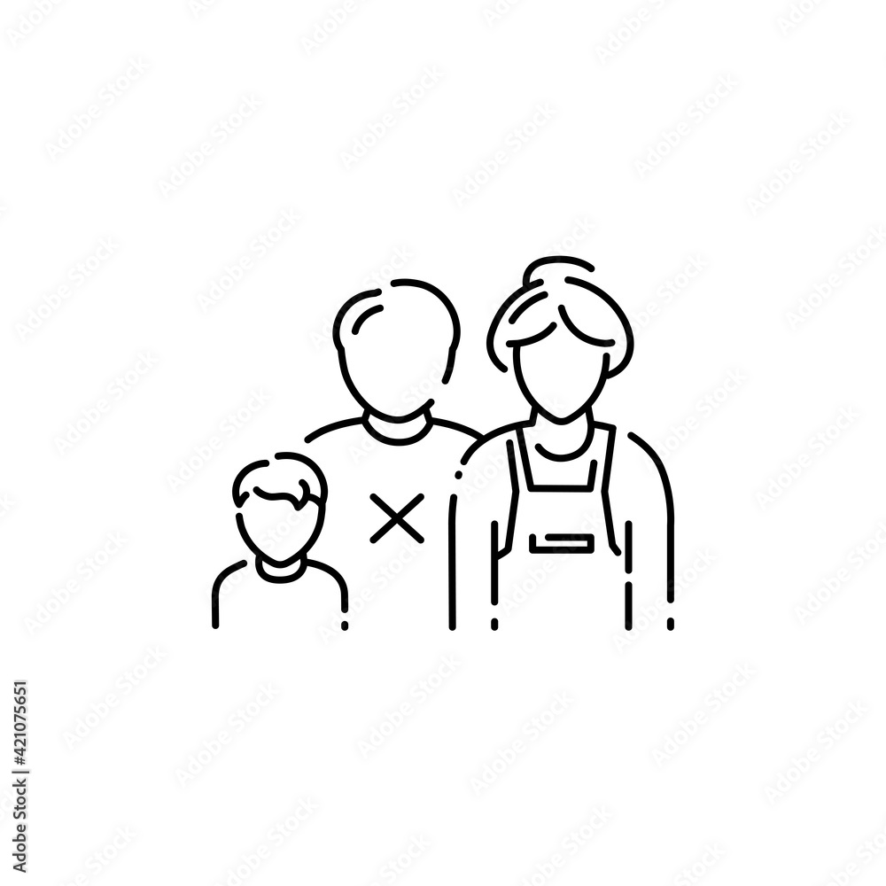 Single mother color line icon. Defective family. Single mother color line icon. Defective family.