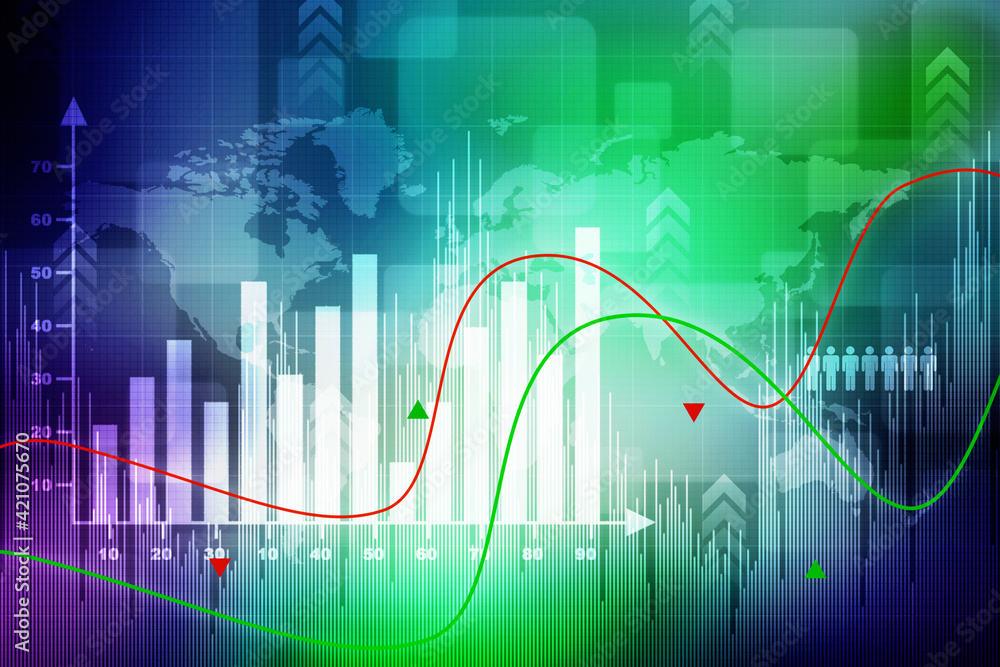 Naklejka premium 2d rendering Stock market online business concept. business Graph 