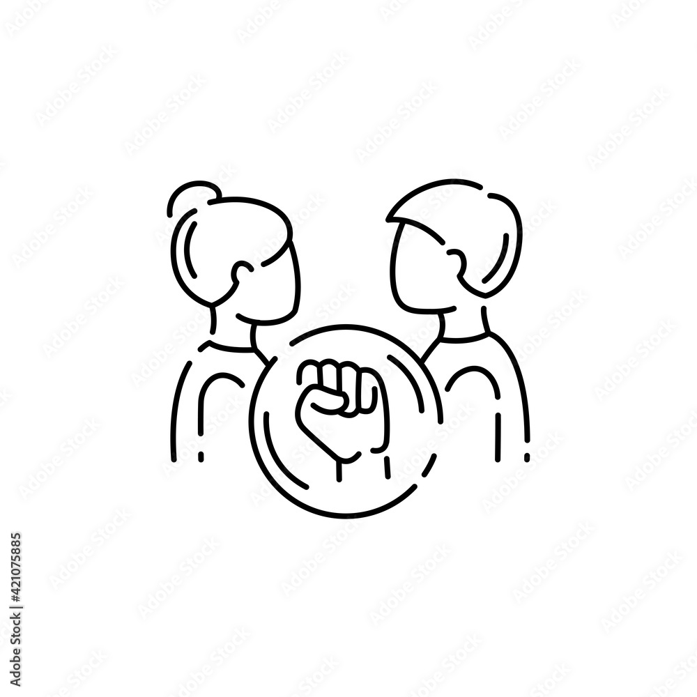 Violence in family color line icon. Men bullying women concept. Violence in family color line icon. Men bullying women concept.