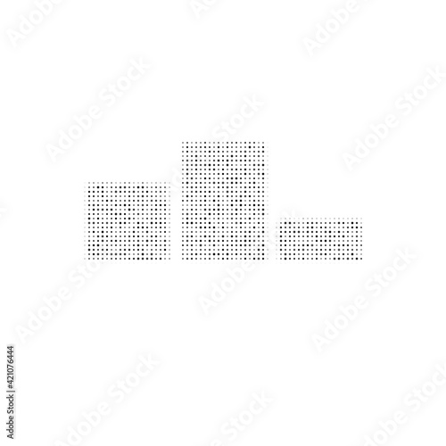 The winners podium symbol filled with black dots. Pointillism style. Vector illustration on white background