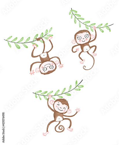 Canvas Print Cute monkey illustration