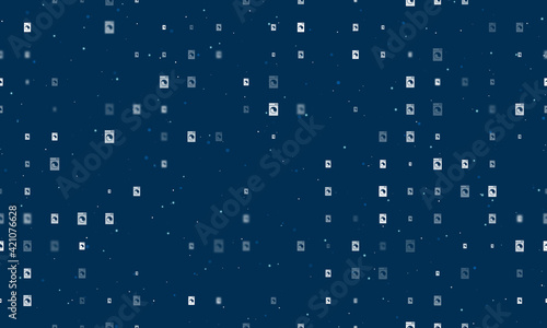 Seamless background pattern of evenly spaced white washer symbols of different sizes and opacity. Vector illustration on dark blue background with stars