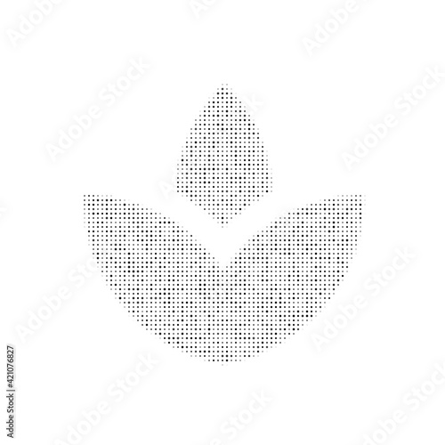 The water lily symbol filled with black dots. Pointillism style. Vector illustration on white background