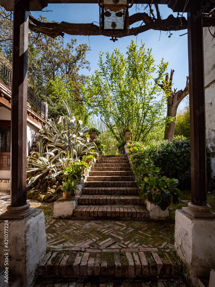 stairs in the garden in Granada, Spain